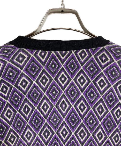 PRADA（プラダ）PRADA (プラダ) 小紋柄カーディガン/Small pattern cardigan パープル サイズ:40の古着・服飾アイテム