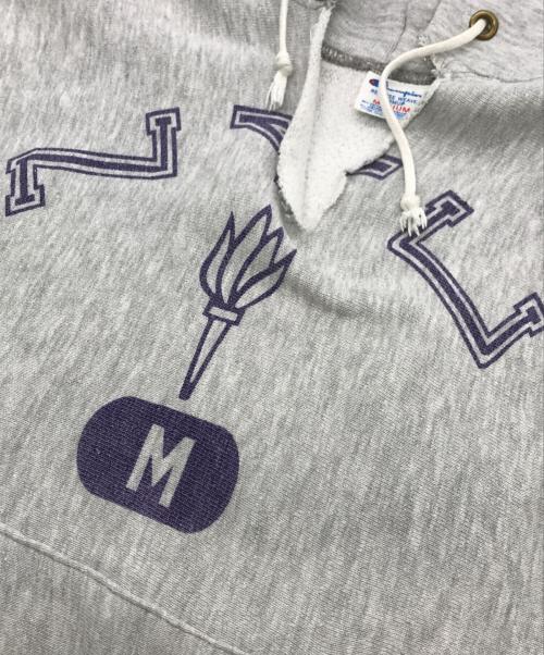 Champion（チャンピオン）Champion (チャンピオン) 80s3段プリントプルオーバーパーカー グレー サイズ:Ｍの古着・服飾アイテム