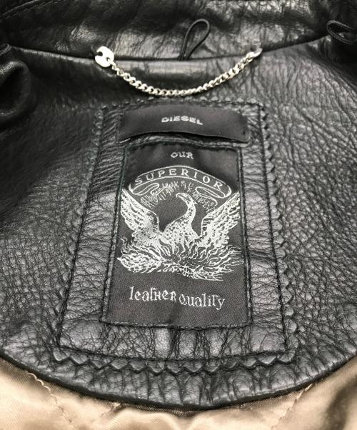 DIESEL（ディーゼル）DIESEL (ディーゼル) カウレザーシングルライダースジャケット ブラック サイズ:Ｓの古着・服飾アイテム