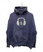 stussyステューシー）の古着「90SヘッドホンSロゴパーカー」｜ネイビー