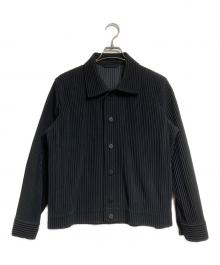 HOMME PLISSE ISSEY MIYAKE（オム プリッセ イッセイ ミヤケ）の古着「プリーツショートジャケット」｜ブラック