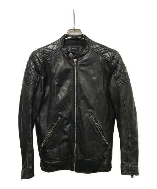 DIESEL（ディーゼル）DIESEL (ディーゼル) シングルレザージャケット ブラック サイズ:Ｓの古着・服飾アイテム