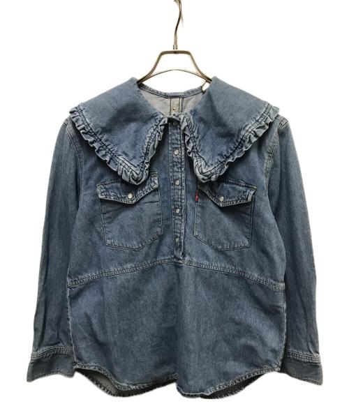 LEVI'S（リーバイス）LEVI'S (リーバイス) GANNI (ガニー) ダメージ加工 フリルカラーシャツ インディゴ サイズ:Ｓの古着・服飾アイテム