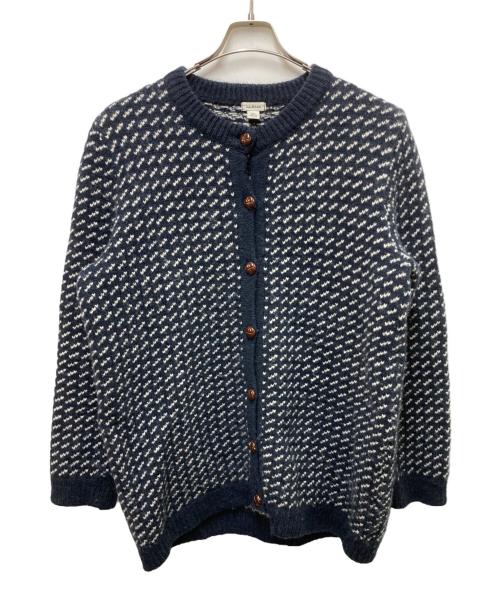 L.L.Bean（エルエルビーン）L.L.Bean (エルエルビーン) バーズアイニットカーディガン ネイビー×ホワイト サイズ:ＸＬの古着・服飾アイテム