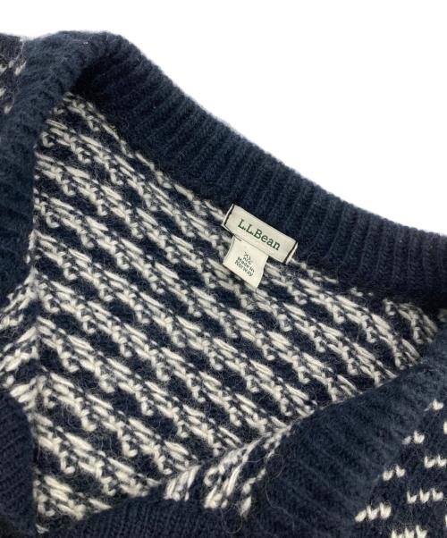 L.L.Bean（エルエルビーン）L.L.Bean (エルエルビーン) バーズアイニットカーディガン ネイビー×ホワイト サイズ:ＸＬの古着・服飾アイテム