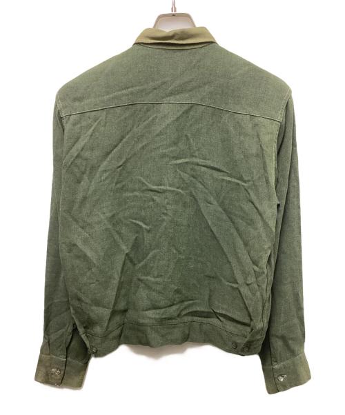 Shirt Jacket（シャツジャケット）Shirt Jacket (シャツジャケット) 60s ループカラーレーヨンシャツジャケット グリーン サイズ:15の古着・服飾アイテム