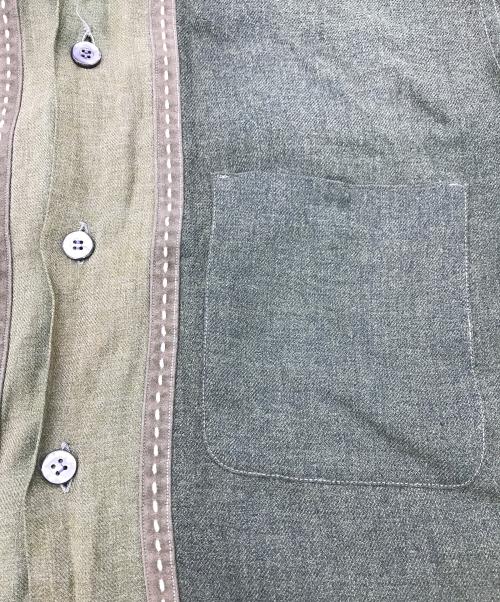 Shirt Jacket（シャツジャケット）Shirt Jacket (シャツジャケット) 60s ループカラーレーヨンシャツジャケット グリーン サイズ:15の古着・服飾アイテム