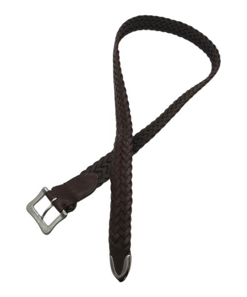 J&M DAVIDSON（ジェイ＆エム デヴィッドソン）J&M DAVIDSON (ジェイ＆エム デヴィッドソン) 編込みレザーベルト ブラウン サイズ:34/85の古着・服飾アイテム