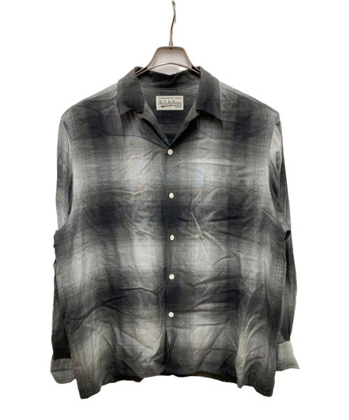 WACKO MARIA（ワコマリア）WACKO MARIA (ワコマリア) OMBRE CHECK OPEN COLLAR SHIRT L/S グレー サイズ:Lの古着・服飾アイテム