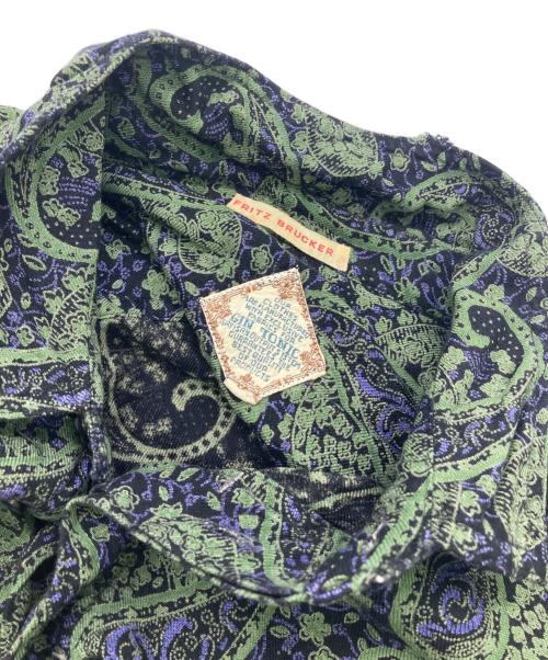 FRITZ BRUCKER（フリッツ ブルッカー）FRITZ BRUCKER (フリッツ ブルッカー) ペイズリーレーヨンシャツ グリーン サイズ:XLの古着・服飾アイテム