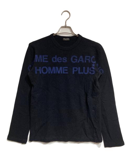 COMME des GARCONS HOMME PLUS（コムデギャルソンオムプリュス）COMME des GARCONS HOMME PLUS (コムデギャルソンオムプリュス) 製品染め縮絨ウールロゴニット ブラック サイズ:ーの古着・服飾アイテム