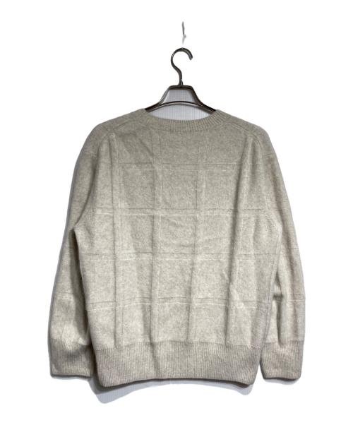 rencontrant（レンコントラント）rencontrant (レンコントラント) フォックスウールシャドーチェッククルーネックニット/Fox Wool Shadow Check Crew Neck Knit  ベージュ サイズ:Mの古着・服飾アイテム