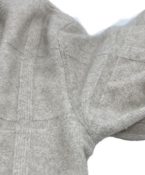 rencontrant（レンコントラント）rencontrant (レンコントラント) フォックスウールシャドーチェッククルーネックニット/Fox Wool Shadow Check Crew Neck Knit  ベージュ サイズ:Mの古着・服飾アイテム