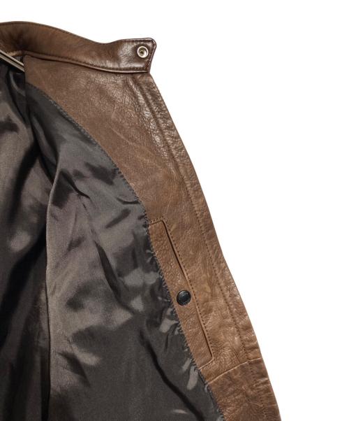 COACH（コーチ）COACH (コーチ) レザーシングルライダースジャケット/Leather Single Rider's Jacket ブラウン サイズ:Mの古着・服飾アイテム