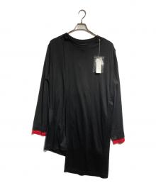 s'yte（サイト）の古着「レイヤードラップロングカットソー/Layered wrap long-sleeved」｜ブラック×レッド