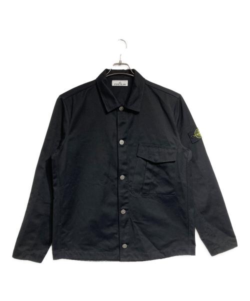 STONE ISLAND（ストーンアイランド）STONE ISLAND (ストーンアイランド) Logo-Appliqued Gabardine Overshirt/ロゴアップリケ ガバルディンオーバーシャツ ブラック サイズ:XLの古着・服飾アイテム