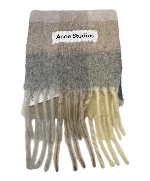Acne studios（アクネ ストゥディオス）Acne studios (アクネ ストゥディオス) モヘアチェックスカーフ ベージュの古着・服飾アイテム