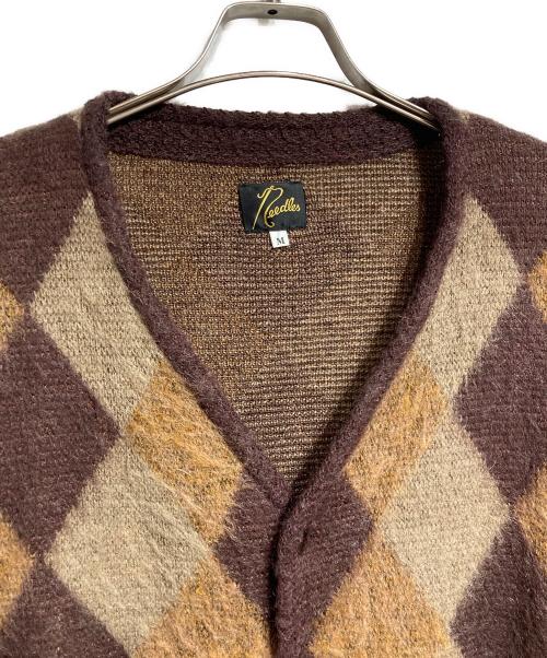Needles（ニードルズ）Needles (ニードルズ) モヘアアーガイルニットカーディガン/Mohair argyle knit cardigan ブラウン サイズ:Mの古着・服飾アイテム