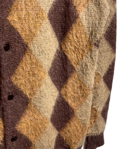 Needles（ニードルズ）Needles (ニードルズ) モヘアアーガイルニットカーディガン/Mohair argyle knit cardigan ブラウン サイズ:Mの古着・服飾アイテム