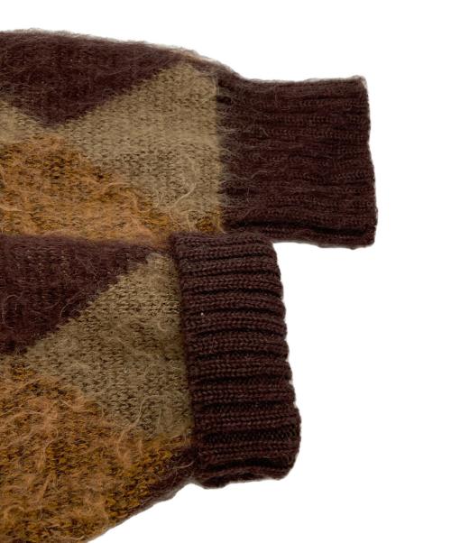Needles（ニードルズ）Needles (ニードルズ) モヘアアーガイルニットカーディガン/Mohair argyle knit cardigan ブラウン サイズ:Mの古着・服飾アイテム