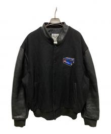 wear&tear（-）の古着「レザー切替スタジャン」｜ブラック