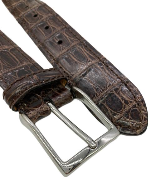 E.MARINELLA（マリネッラ）E.MARINELLA (マリネッラ) マリネッラ クロコダイル ベルト ブラウンの古着・服飾アイテム