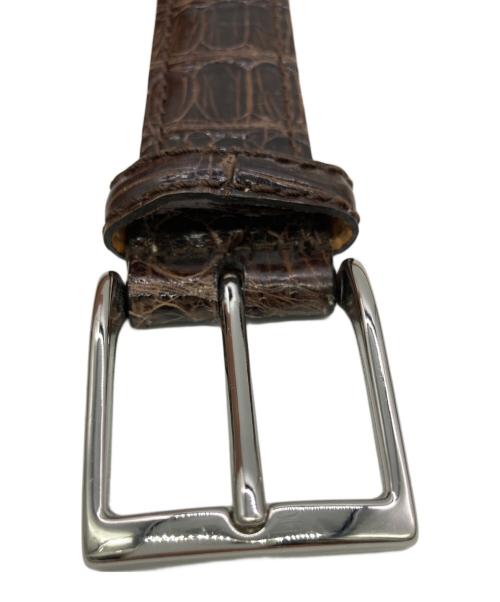E.MARINELLA（マリネッラ）E.MARINELLA (マリネッラ) マリネッラ クロコダイル ベルト ブラウンの古着・服飾アイテム