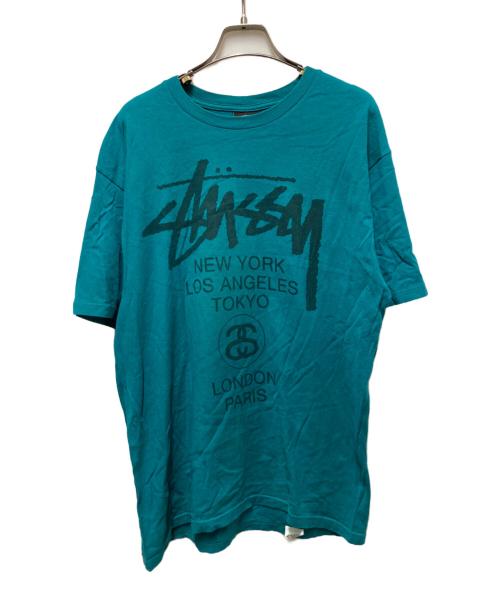stussy（ステューシー）stussy (ステューシー) ワールドツアーTシャツ グリーン サイズ:Mの古着・服飾アイテム