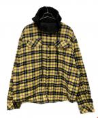 PROJECT G/Rプロジェクト ジーアール）の古着「リバーシブルフーディチェックシャツ」｜ブラック×イエロー