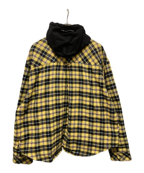 PROJECT G/R（プロジェクト ジーアール）PROJECT G/R (プロジェクト ジーアール) リバーシブルフーディチェックシャツ ブラック×イエロー サイズ:３の古着・服飾アイテム