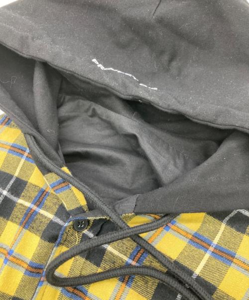 PROJECT G/R（プロジェクト ジーアール）PROJECT G/R (プロジェクト ジーアール) リバーシブルフーディチェックシャツ ブラック×イエロー サイズ:３の古着・服飾アイテム