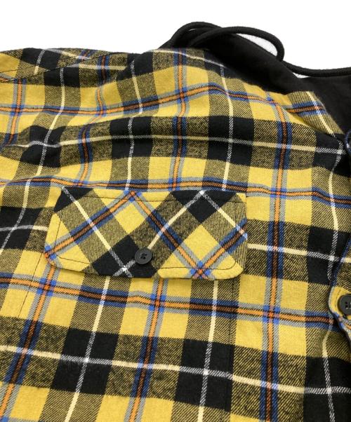 PROJECT G/R（プロジェクト ジーアール）PROJECT G/R (プロジェクト ジーアール) リバーシブルフーディチェックシャツ ブラック×イエロー サイズ:３の古着・服飾アイテム