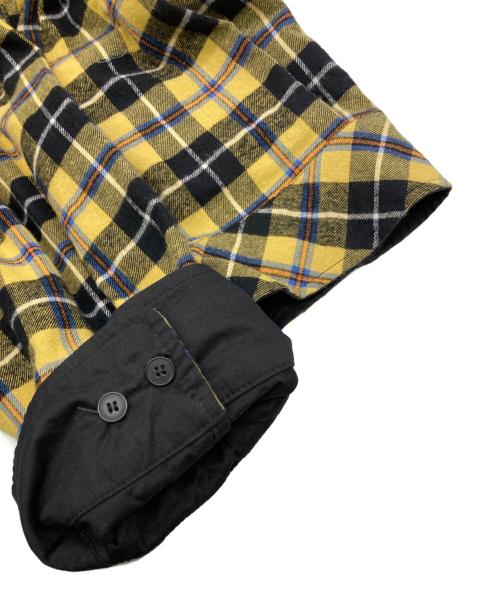 PROJECT G/R（プロジェクト ジーアール）PROJECT G/R (プロジェクト ジーアール) リバーシブルフーディチェックシャツ ブラック×イエロー サイズ:３の古着・服飾アイテム