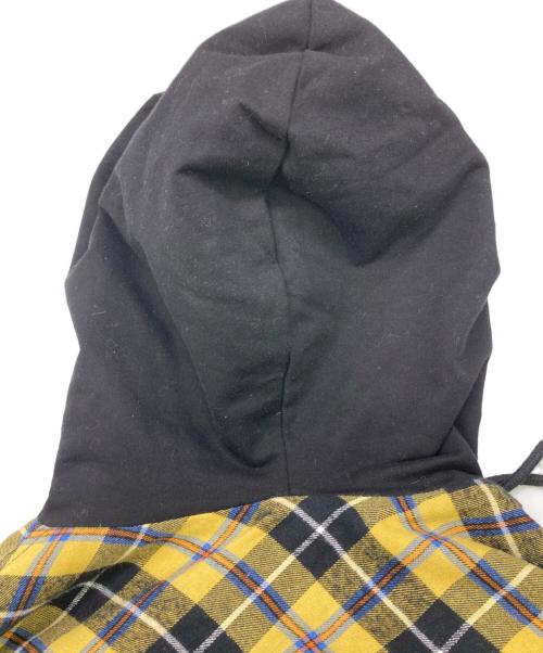 PROJECT G/R（プロジェクト ジーアール）PROJECT G/R (プロジェクト ジーアール) リバーシブルフーディチェックシャツ ブラック×イエロー サイズ:３の古着・服飾アイテム