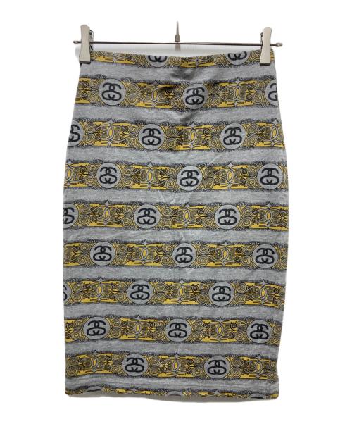 stussy women（ステューシーウィメン）Stussy Women (ステューシーウィメン) ココマークストライプスカート グレー サイズ:Sの古着・服飾アイテム