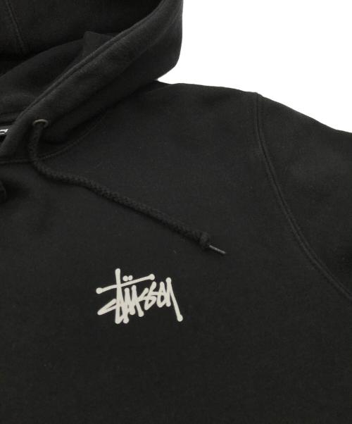stussy（ステューシー）stussy (ステューシー) ロゴプリントフーディー ブラック サイズ:Sの古着・服飾アイテム