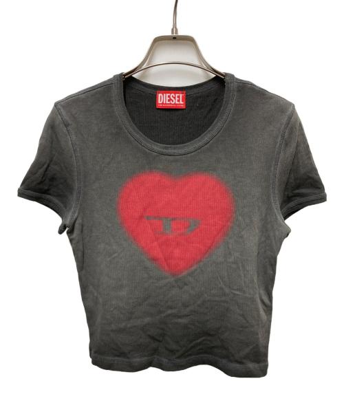 DIESEL（ディーゼル）DIESEL (ディーゼル) T-ELE ハートロゴリブカットソー グレー サイズ:Sの古着・服飾アイテム