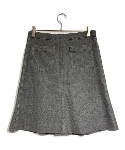 CHANEL（シャネル）CHANEL (シャネル) ココボタンプリーツウールスカート/Wool Skirt グレー サイズ:38の古着・服飾アイテム