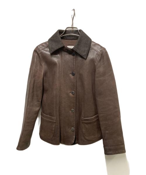 ARMANI COLLEZIONI（アルマーニ コレツィオーニ）ARMANI COLLEZIONI (アルマーニ コレツィオーニ) レザージャケット ブラウン サイズ:40の古着・服飾アイテム