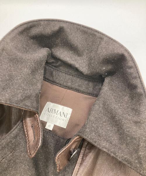 ARMANI COLLEZIONI（アルマーニ コレツィオーニ）ARMANI COLLEZIONI (アルマーニ コレツィオーニ) レザージャケット ブラウン サイズ:40の古着・服飾アイテム