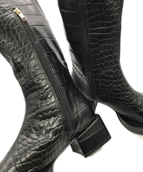 YELLO（イエロ）YELLO (イエロ) ドラゴンスキン ニーハイブーツ ブラック サイズ:sの古着・服飾アイテム