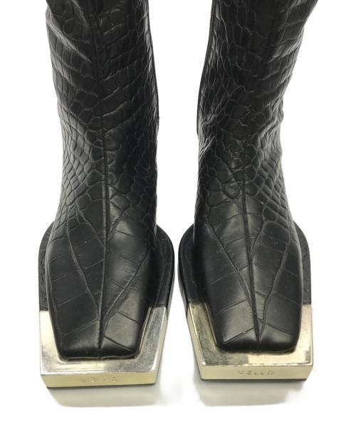 YELLO（イエロ）YELLO (イエロ) ドラゴンスキン ニーハイブーツ ブラック サイズ:sの古着・服飾アイテム