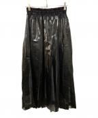 NAKAGAMIナカガミ）の古着「ラバープリント・ハンドプリーツスカート」｜ブラック