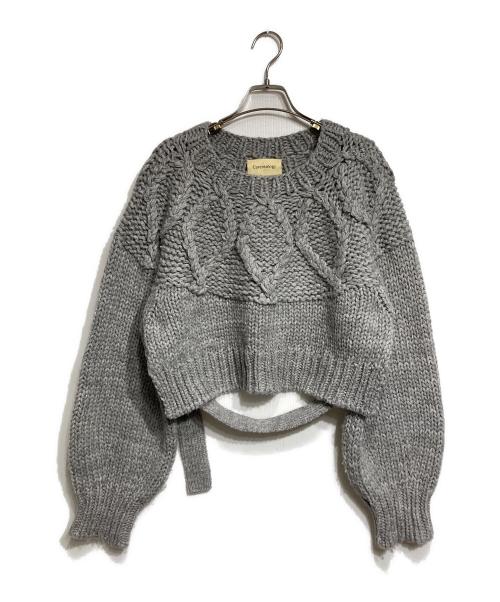 Curensology（カレンソロジー）Curensology (カレンソロジー) ケーブルベルテッドプルオーバー ニット/Belted Cable-Knit Pullover グレー サイズ:Fの古着・服飾アイテム