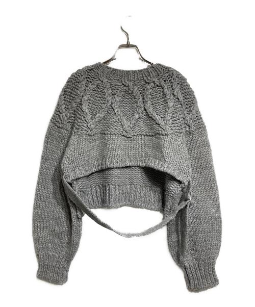 Curensology（カレンソロジー）Curensology (カレンソロジー) ケーブルベルテッドプルオーバー ニット/Belted Cable-Knit Pullover グレー サイズ:Fの古着・服飾アイテム