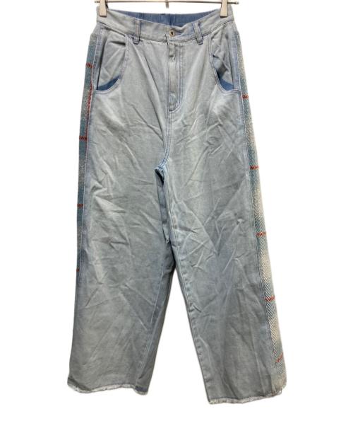 CYAN TOKYO（シアン トーキョー）CYAN TOKYO (シアン トーキョー) ツイードコンビワイドデニム スカイブルー サイズ:SIZE38の古着・服飾アイテム
