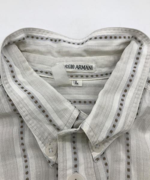 GIORGIO ARMANI（ジョルジョアルマーニ）GIORGIO ARMANI (ジョルジョアルマーニ) ボタンダウンジャガードシャツ ホワイト サイズ:Lの古着・服飾アイテム