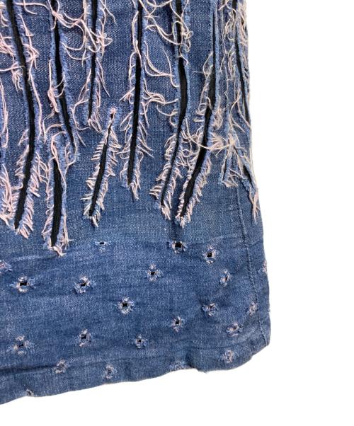 HaaT ISSEY MIYAKE（ハート イッセイ ミヤケ）HaaT ISSEY MIYAKE (ハート イッセイ ミヤケ) カットアウトフリンジスカート/Cutout Fringe Skirt インディゴ サイズ:2の古着・服飾アイテム