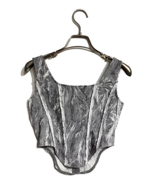 JOHN LAWRENCE SULLIVAN（ジョン ローレンス サリバン）JOHN LAWRENCE SULLIVAN (ジョン ローレンス サリバン) STRETCH JACQUARD BUSTIER TOP グレー サイズ:XSの古着・服飾アイテム