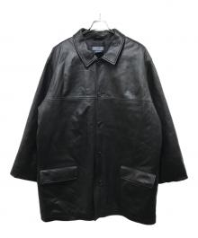 LAND'S END（ランズエンド）の古着「90Sレザーコート」｜ブラック